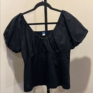 Old Navy Black Puff Sleeve Ruffled Blouse